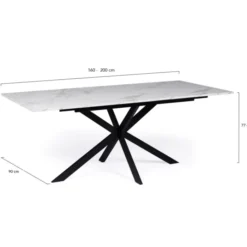 Table à manger extensible effet marbre blanc
