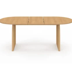 Table à manger extensible ovale 6 à 10 personnes 160-200 cm en bois façon hêtre