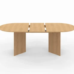 Table à manger extensible ovale 160-200 cm bois façon hêtre 6-10 personnes