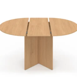 Table à manger extensible ovale 4-8 personnes bois façon hêtre 110-150 cm