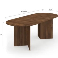 Table à manger extensible ovale 6-10 personnes en noyer