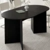 Table à manger extensible ovale 6 -10 personnes bois noir 160-200 cm