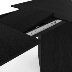 Table à manger extensible ovale 6 -10 personnes bois noir 160-200 cm