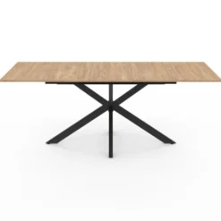 Table à manger extensible 6-10 personnes bois et noir 160-200 cm