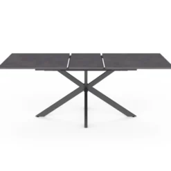 Table à manger extensible 6 à 10 personnes avec plateau effet béton pied araignée