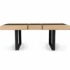 Table à manger extensible 4-8 personnes bois et bande centrale noire