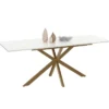 Table à manger extensible rectangulaire de 160-200 cm pour 6 à 10 personnes à effet marbre