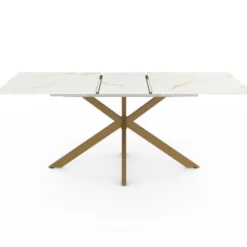 Table à manger extensible rectangulaire de 160-200 cm pour 6 à 10 personnes à effet marbre