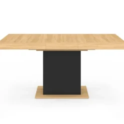 Table à manger extensible rectangle 4-6 personnes bois et noir 120-160 cm
