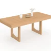 Table à manger extensible rectangle 4-8 personnes pied arc bois effet hêtre 160-200 cm