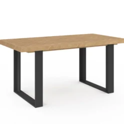 Table à manger extensible rectangulaire effet chevrons et noir