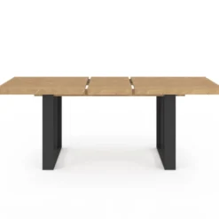 Table à manger extensible rectangulaire effet chevrons et noir