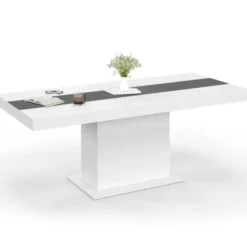 Table à manger extensible rectangle blanche 160x200 cm