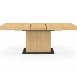Table à manger extensible rectangle bois et socle noir