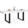 Table à manger extensible rectangulaire 200 cm pour 8 personnes effet marbre et noir
