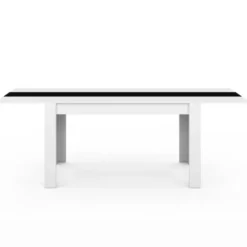 Table à manger extensible rectangle blanche et noire 6-10 personnes 140-220 cm