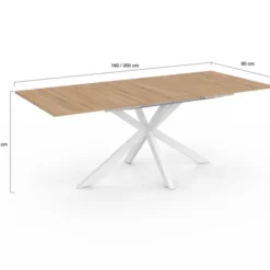 Table à manger extensible rectangulaire bois et blanc