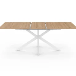 Table à manger extensible rectangulaire bois et blanc