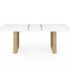 Table à manger extensible rectangulaire 160-200 cm pour 4 à 8 personnes en blanc et bois