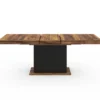 Table à manger extensible rectangle bois foncé et noir