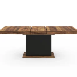 Table à manger extensible rectangle bois foncé et noir