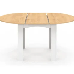 Table à manger extensible ronde en bois 110-150 cm 4-8 personnes plateau façon hêtre