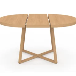 Table à manger extensible ronde 4-8 personnes bois effet hêtre 110-150 cm