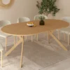 Table à manger extensible ronde 4-10 personnes pied araignée bois effet hêtre 110-200 cm