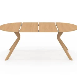 Table à manger extensible ronde 4-10 personnes pied araignée bois effet hêtre 110-200 cm