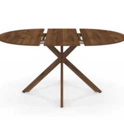 Table à manger extensible ronde 4-8 personnes pied araignée noyer 110-150 cm