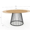 Table à manger extensible ronde 110-150 cm 4-8 personnes bois et pied filaire noir