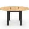 Table à manger extensible ronde 4-8 personnes noire plateau façon hêtre 110-150 cm