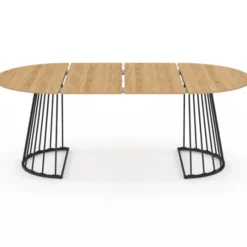 Table à manger extensible ronde 4-10 personnes bois et noir 110 - 200 cm