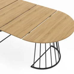 Table à manger extensible ronde 4-10 personnes bois et noir 110 - 200 cm