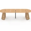 Table à manger extensible ronde 4-12 personnes pied bois en lattes et plateau bois 110-300 cm