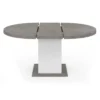 Table à manger extensible ronde 4-8 personnes béton et blanc 120-160 cm