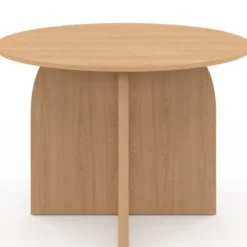 Table à manger fixe ronde 6 personnes bois effet hêtre 110 cm