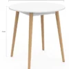 Table à manger fixe ronde 4 personnes blanc pieds bois 80 cm