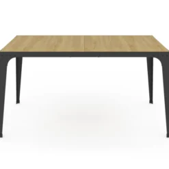 Table à manger industrielle bois et noir 8 personnes