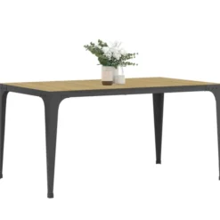 Table à manger industrielle bois et noir 8 personnes