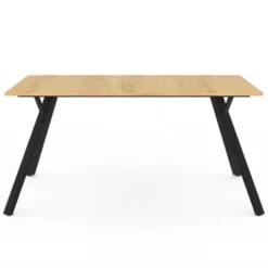 Table à manger industrielle bois et noir 8 personnes 160 cm