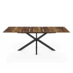 Table à manger industrielle extensible 6-10 personnes bois foncé 160-200 cm