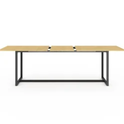 Table à manger industrielle extensible bois et métal 8-12 personnes