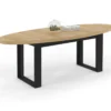 Table à manger ovale 200 cm 8 personnes bois et noir style industriel