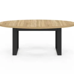 Table à manger ovale 200 cm 8 personnes bois et noir style industriel