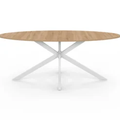 Table à manger ovale industrielle bois et blanc