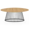 Table à manger ovale 10 personnes bois et métal noir