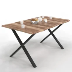 Table à manger 6 personnes avec pieds en forme de X
