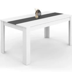 Table à manger 8 personnes blanche et grise