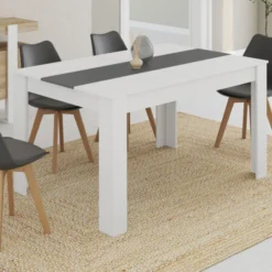 Table à manger 6 personnes blanche et grise